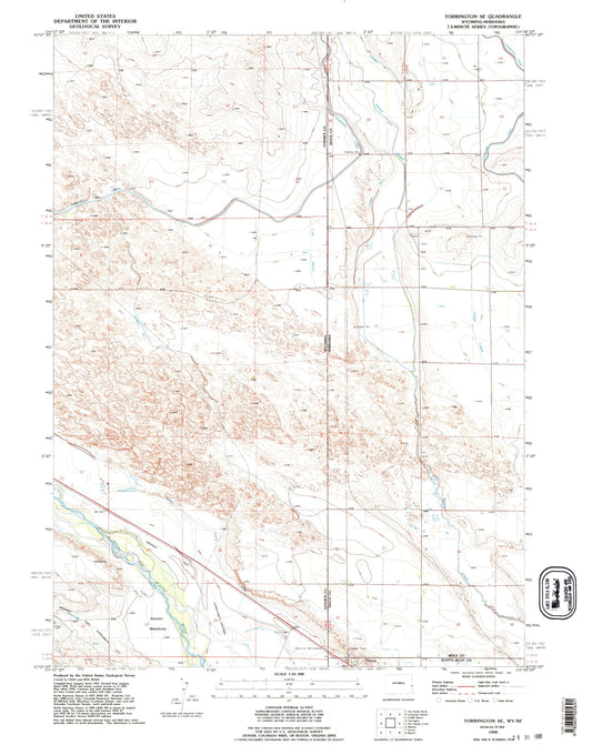 Classic USGS Torrington SE Wyoming 7.5'x7.5' Topo Map Image