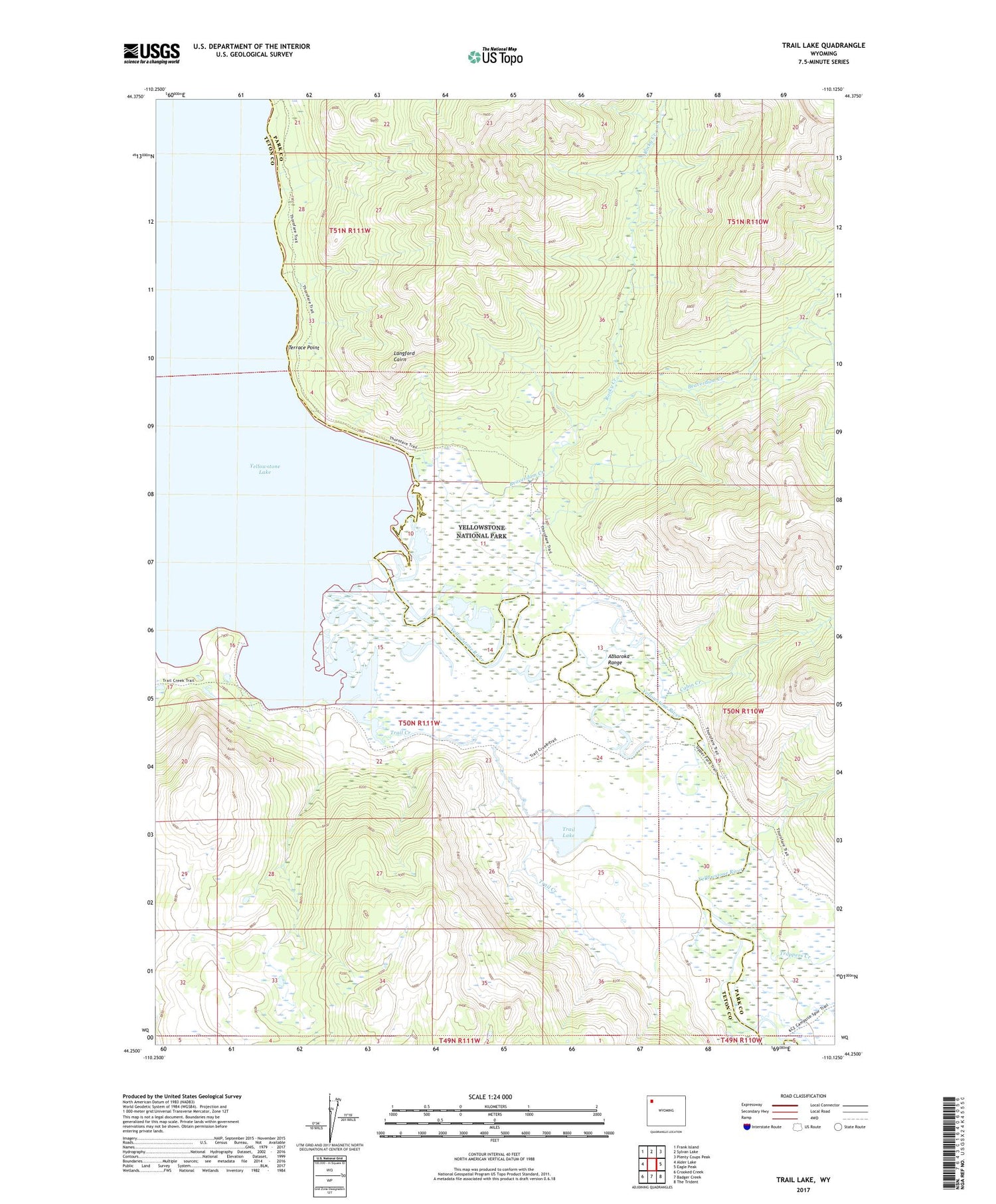 Trail Lake Wyoming US Topo Map Image