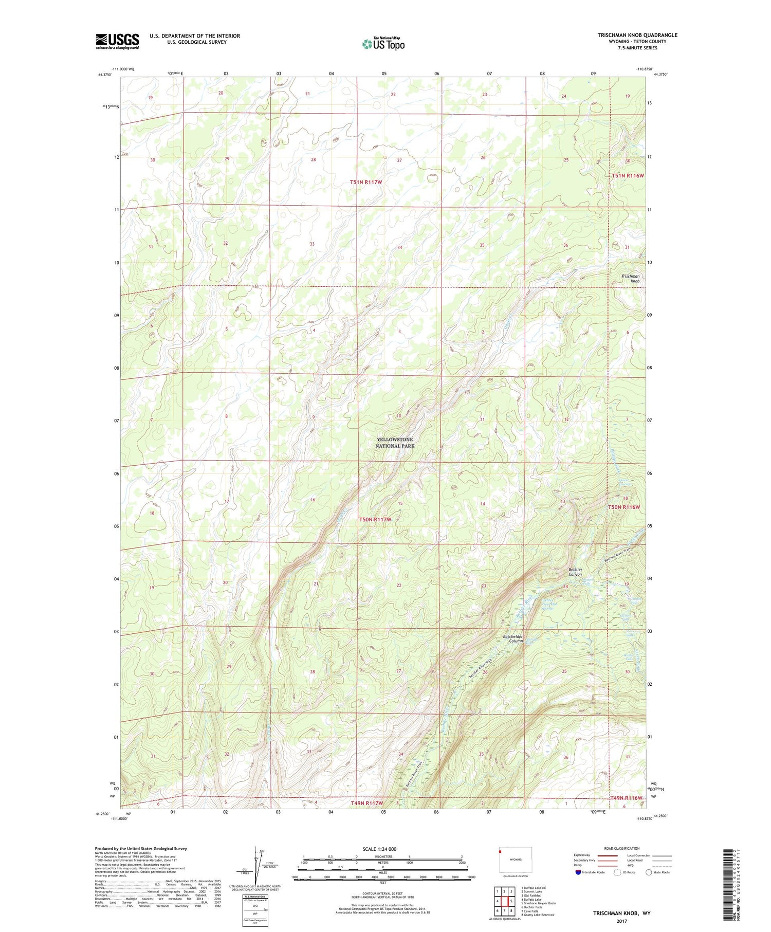 Trischman Knob Wyoming US Topo Map Image