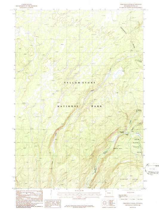 Classic USGS Trischman Knob Wyoming 7.5'x7.5' Topo Map Image