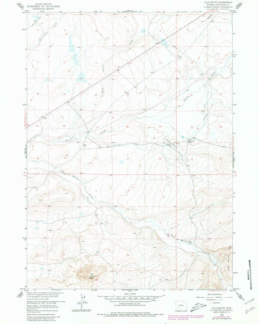 Classic USGS Tule Butte Wyoming 7.5'x7.5' Topo Map Image