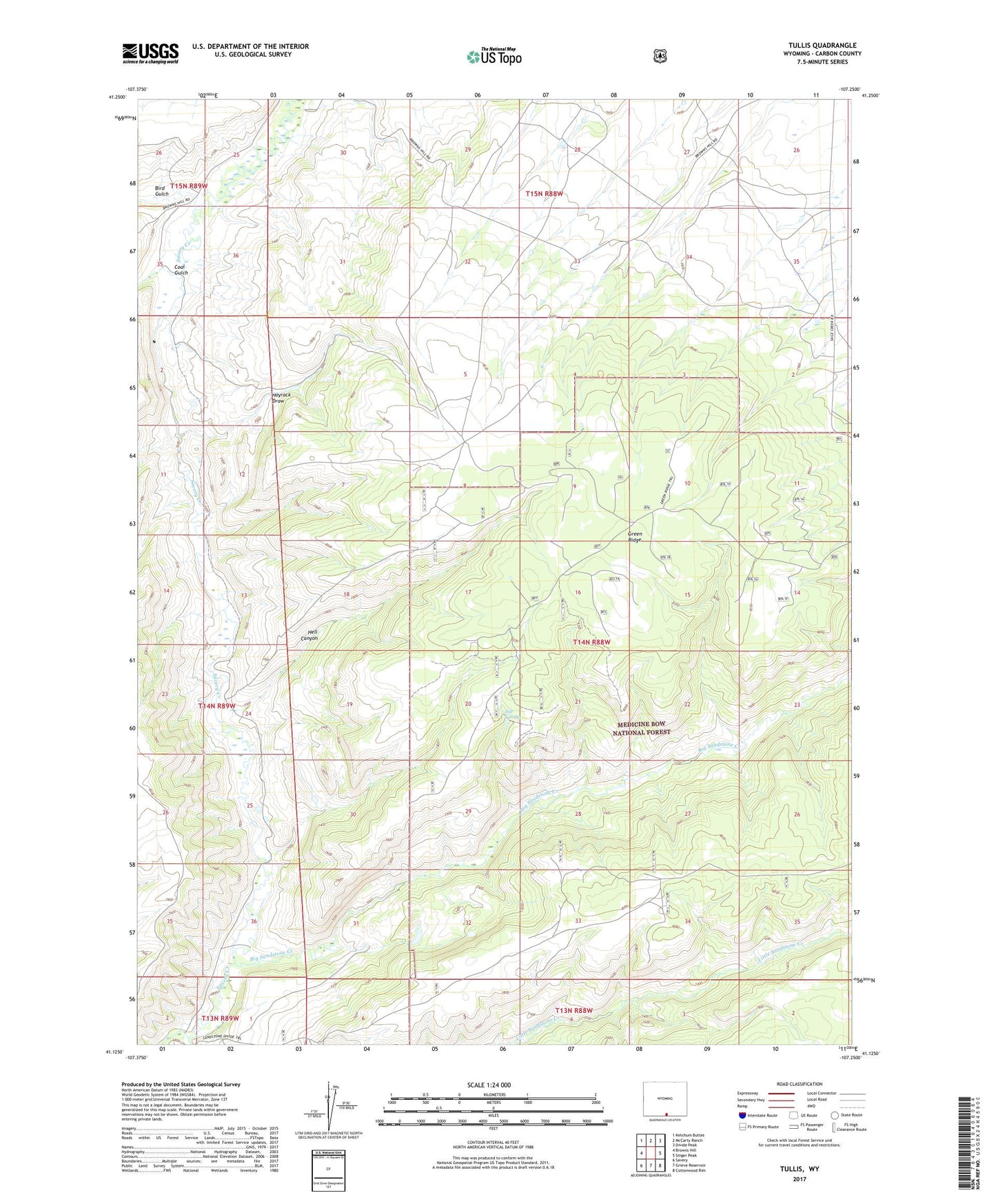 Tullis Wyoming US Topo Map Image