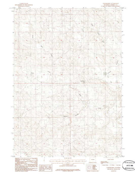 Classic USGS Turnercrest Wyoming 7.5'x7.5' Topo Map Image