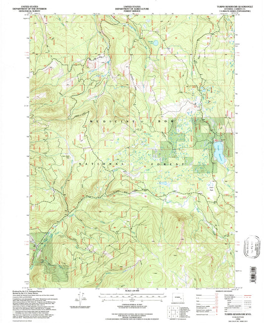 Classic USGS Turpin Reservoir Wyoming 7.5'x7.5' Topo Map Image
