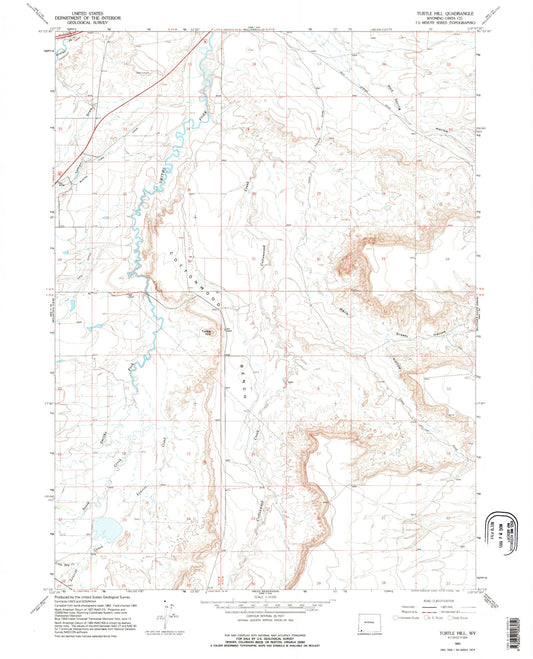 Classic USGS Turtle Hill Wyoming 7.5'x7.5' Topo Map Image