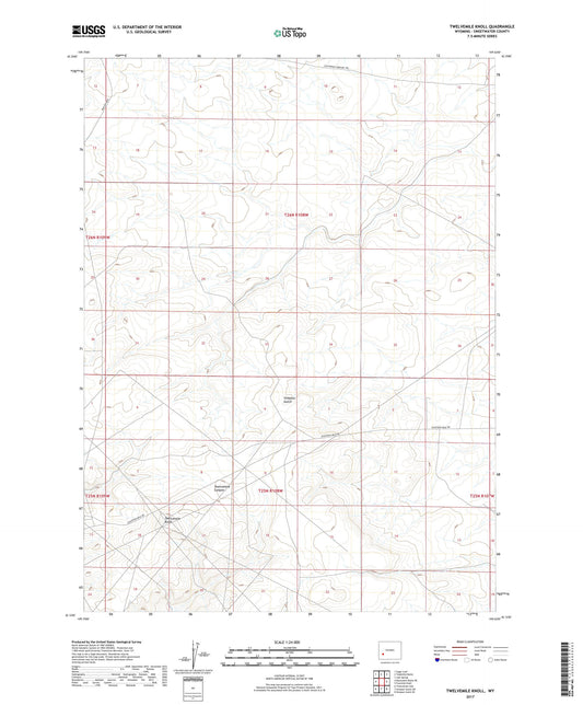 Twelvemile Knoll Wyoming US Topo Map Image