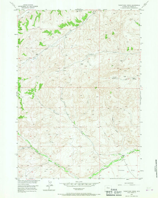 Classic USGS Twentyone Creek Wyoming 7.5'x7.5' Topo Map Image