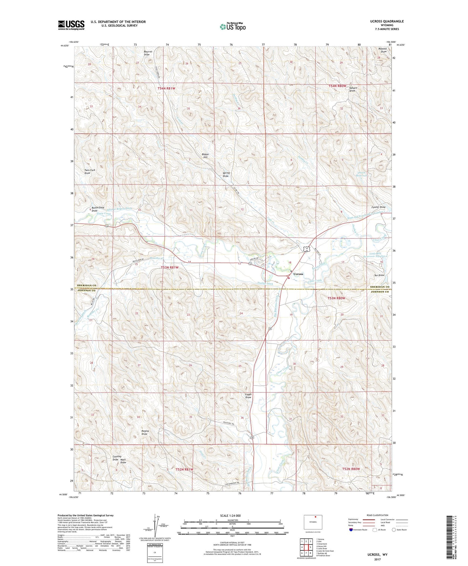 Ucross Wyoming US Topo Map Image