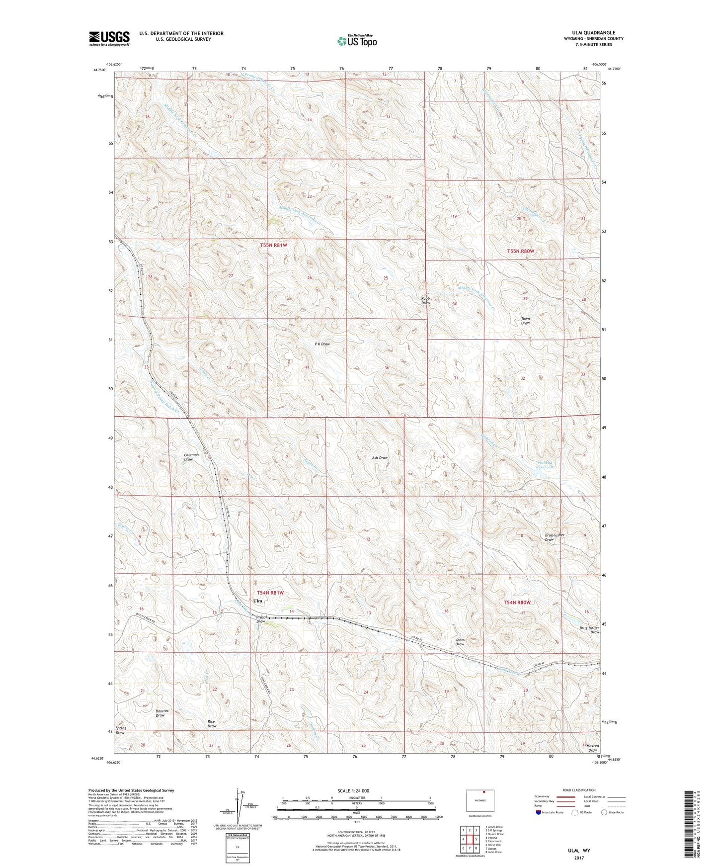 Ulm Wyoming US Topo Map Image