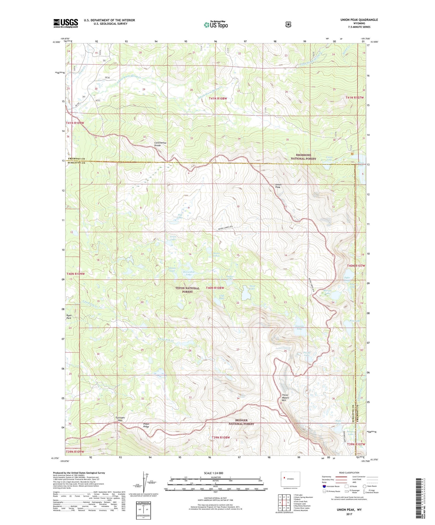 Union Peak Wyoming US Topo Map Image