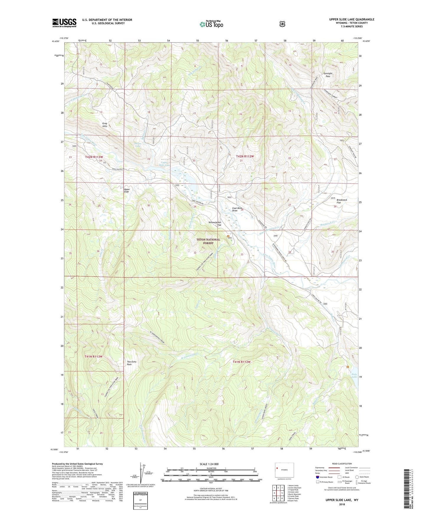 Upper Slide Lake Wyoming US Topo Map Image