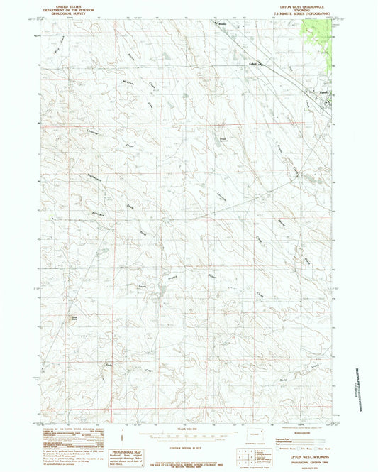 Classic USGS Upton West Wyoming 7.5'x7.5' Topo Map Image