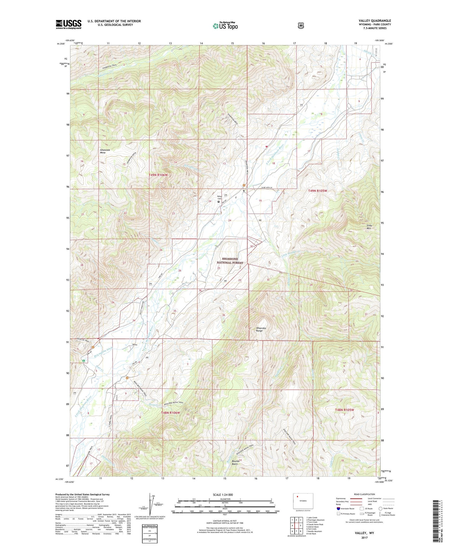 Valley Wyoming US Topo Map Image
