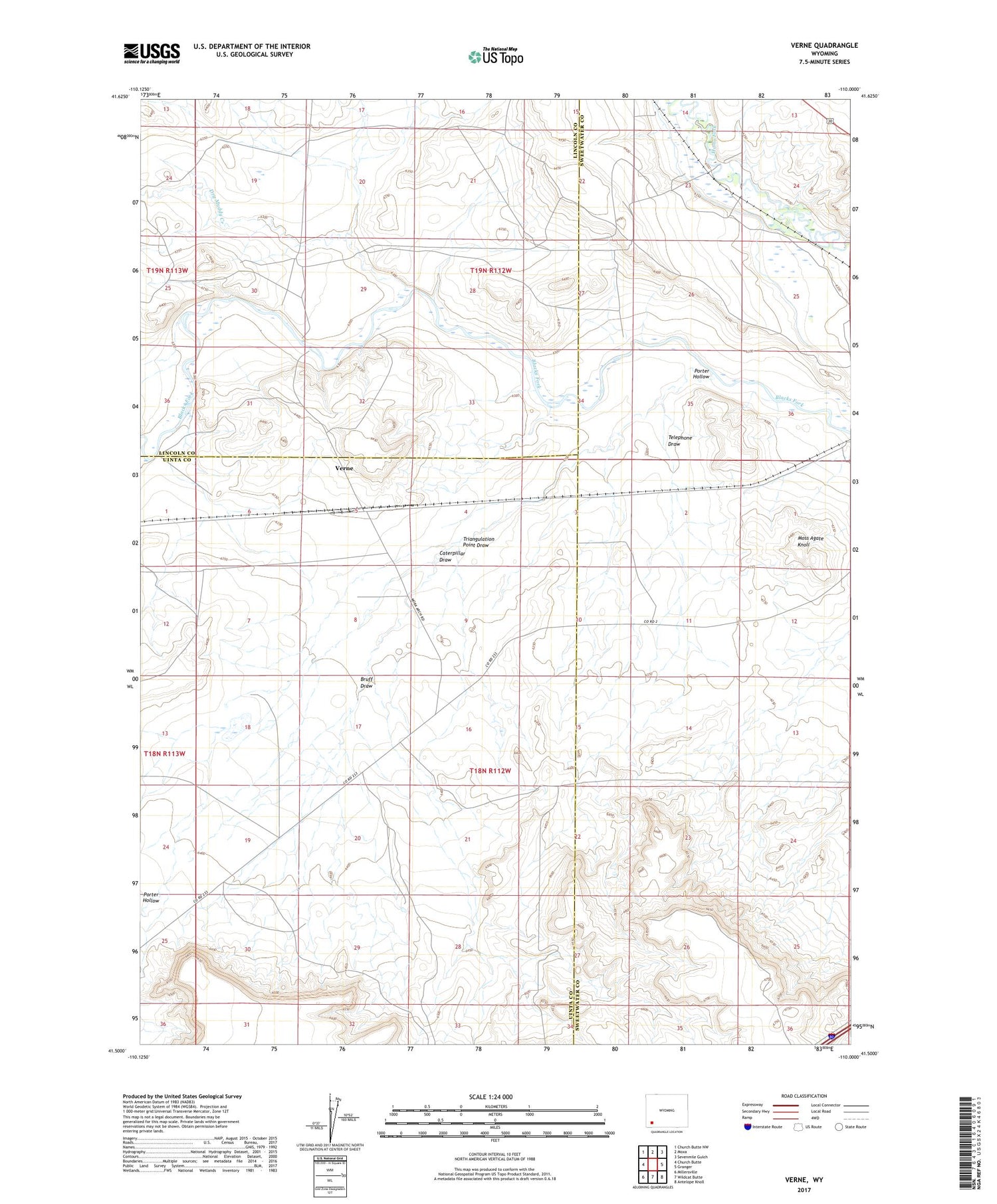Verne Wyoming US Topo Map Image