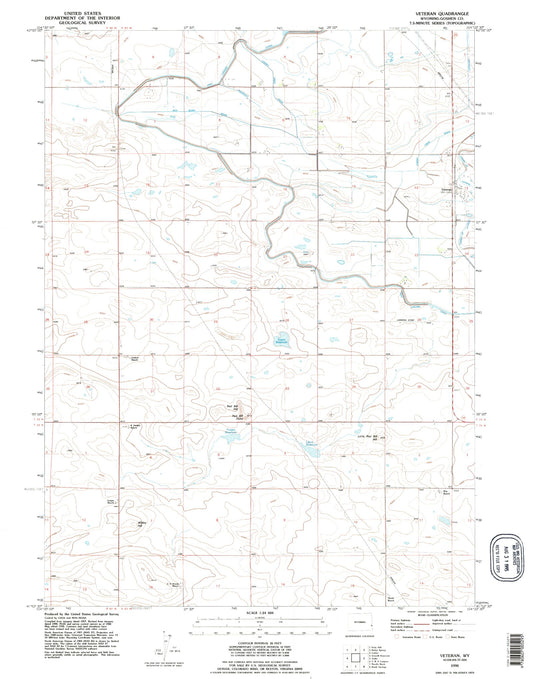 Classic USGS Veteran Wyoming 7.5'x7.5' Topo Map Image