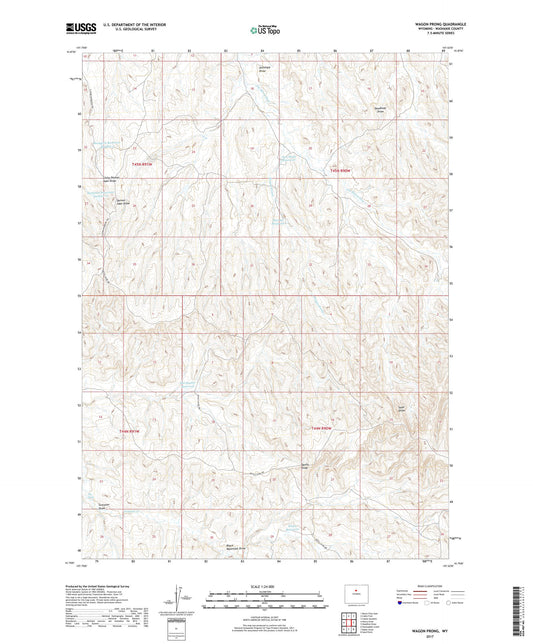 Wagon Prong Wyoming US Topo Map Image