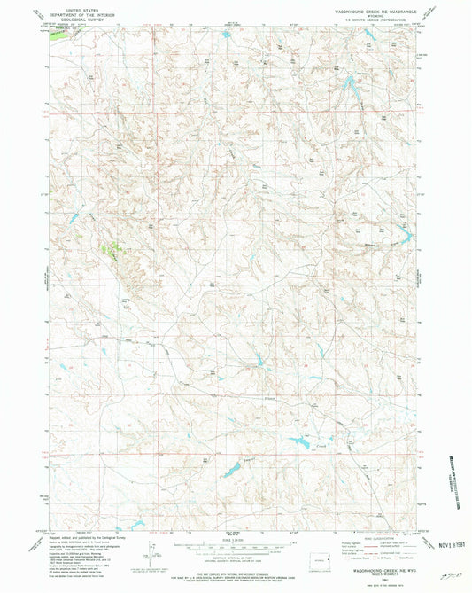 Classic USGS Wagonhound Creek NE Wyoming 7.5'x7.5' Topo Map Image
