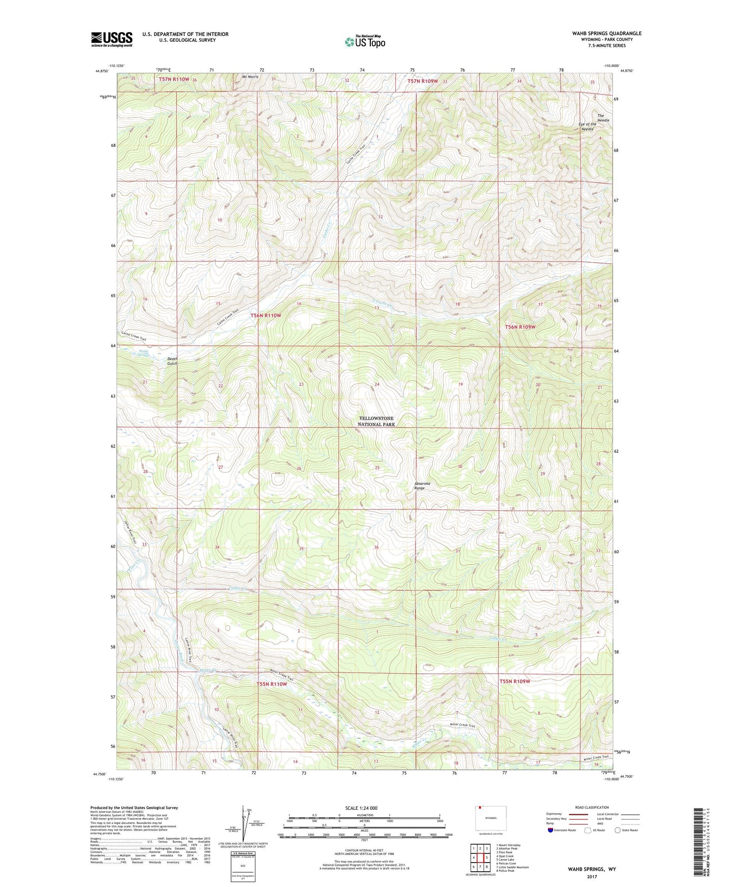 Wahb Springs Wyoming US Topo Map Image