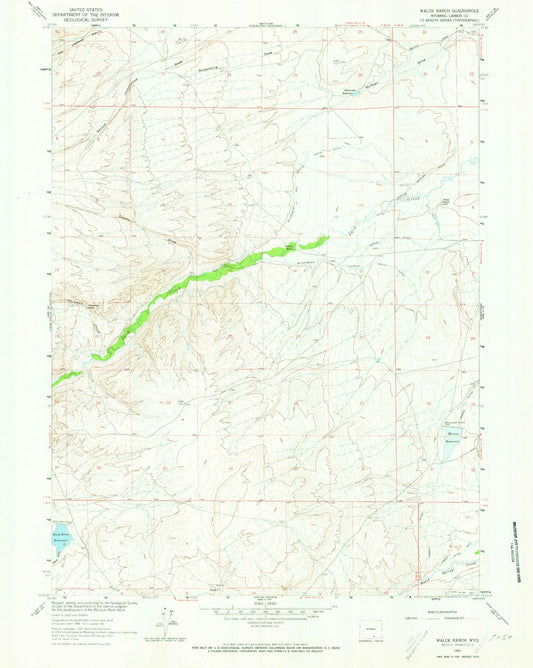 Classic USGS Walck Ranch Wyoming 7.5'x7.5' Topo Map Image
