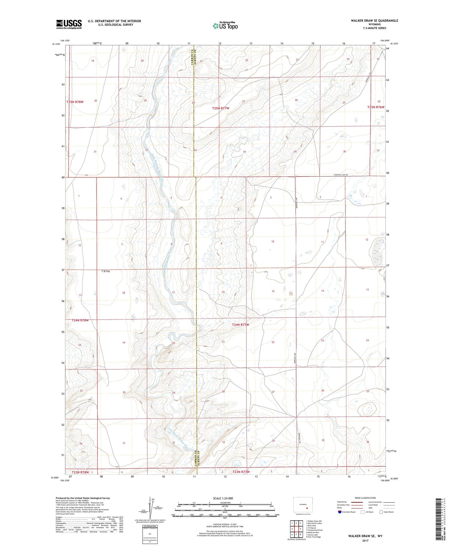 Walker Draw SE Wyoming US Topo Map Image