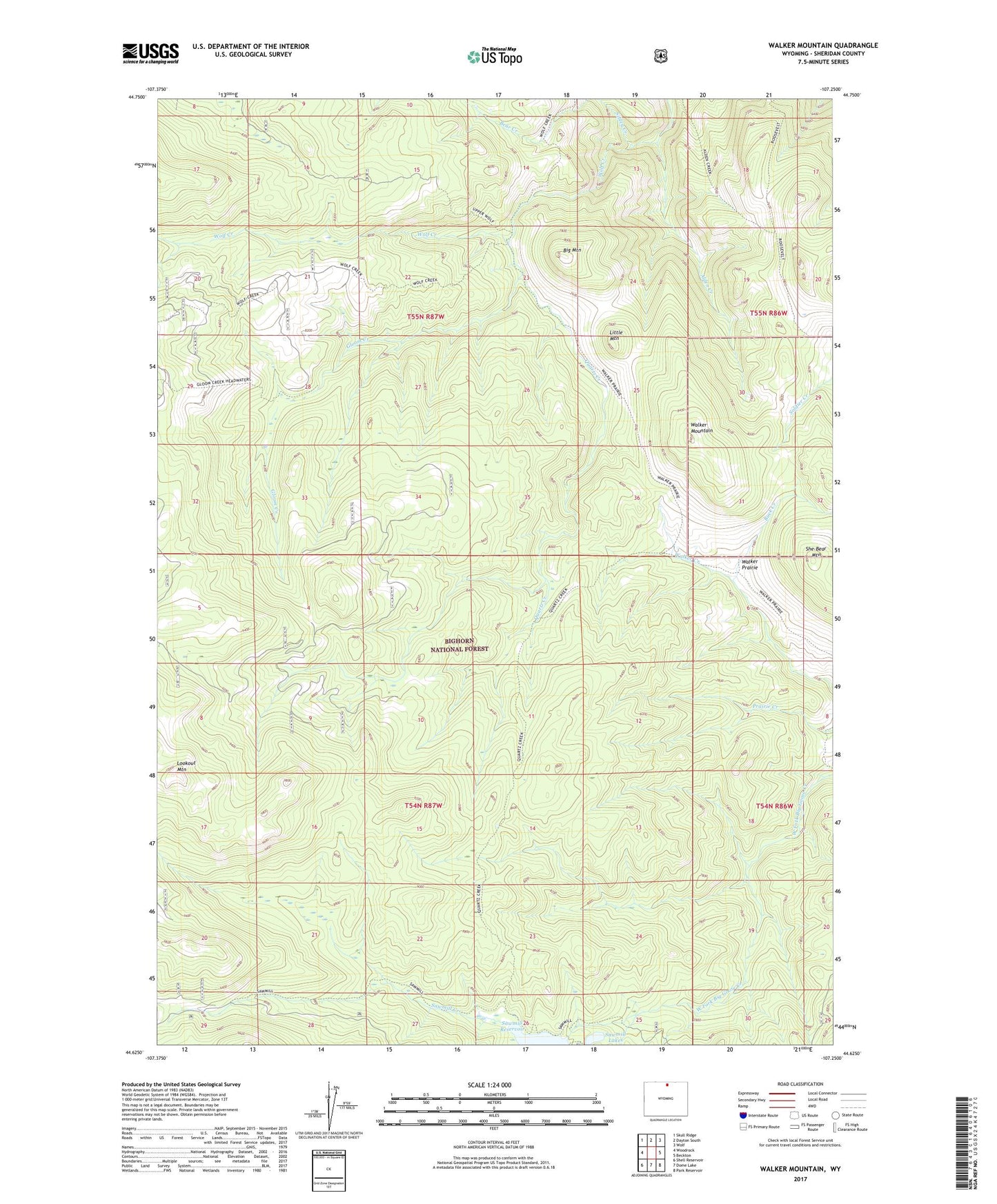 Walker Mountain Wyoming US Topo Map Image