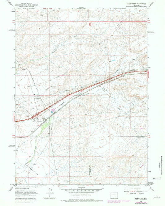 Classic USGS Wamsutter Wyoming 7.5'x7.5' Topo Map Image
