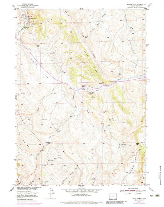 Classic USGS Weiser Pass Wyoming 7.5'x7.5' Topo Map Image