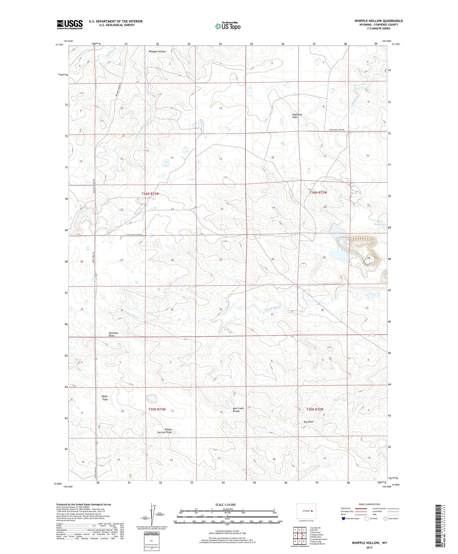 Whipple Hollow Wyoming US Topo Map Image