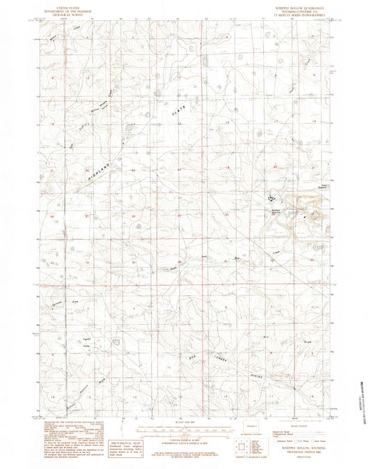 Classic USGS Whipple Hollow Wyoming 7.5'x7.5' Topo Map Image