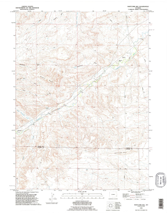 Classic USGS Whitcomb Hill Wyoming 7.5'x7.5' Topo Map Image
