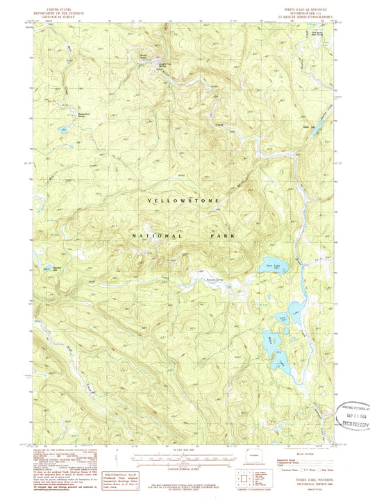 Classic USGS White Lake Wyoming 7.5'x7.5' Topo Map Image