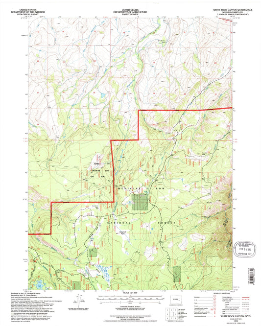Classic USGS White Rock Canyon Wyoming 7.5'x7.5' Topo Map Image