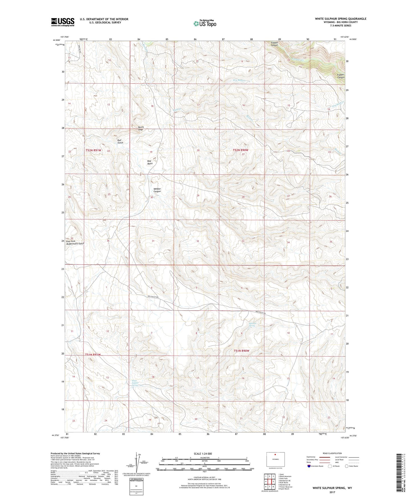 White Sulphur Spring Wyoming US Topo Map Image