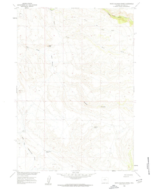 Classic USGS White Sulphur Spring Wyoming 7.5'x7.5' Topo Map Image