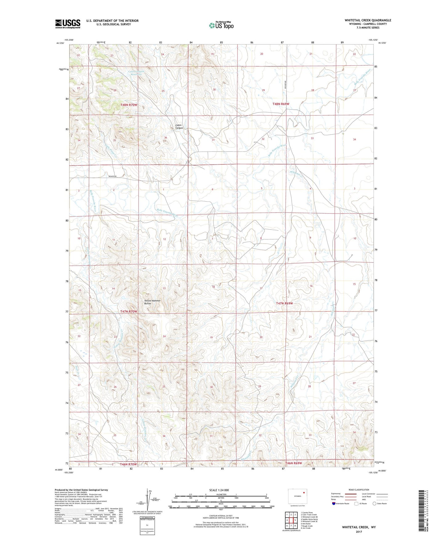Whitetail Creek Wyoming US Topo Map Image