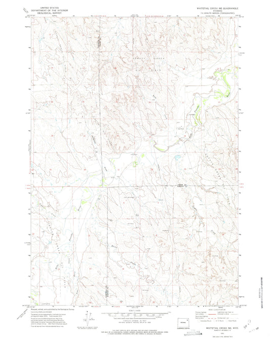 Classic USGS Whitetail Creek NE Wyoming 7.5'x7.5' Topo Map Image