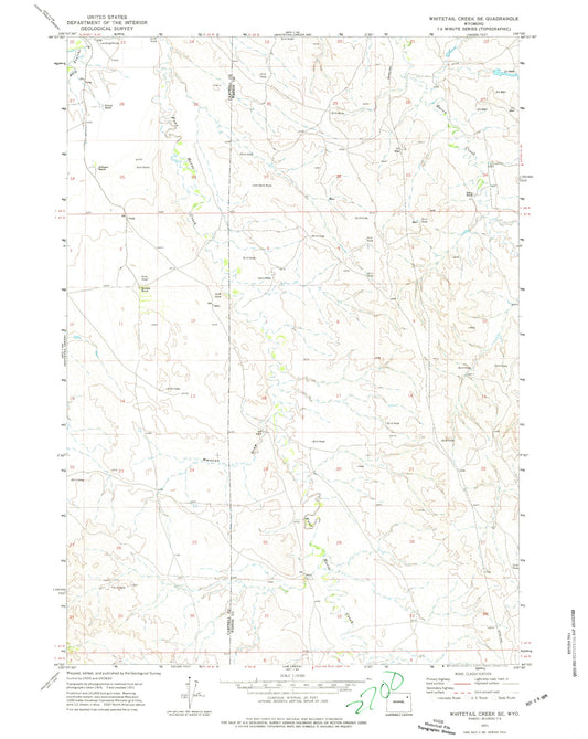 Classic USGS Whitetail Creek SE Wyoming 7.5'x7.5' Topo Map Image