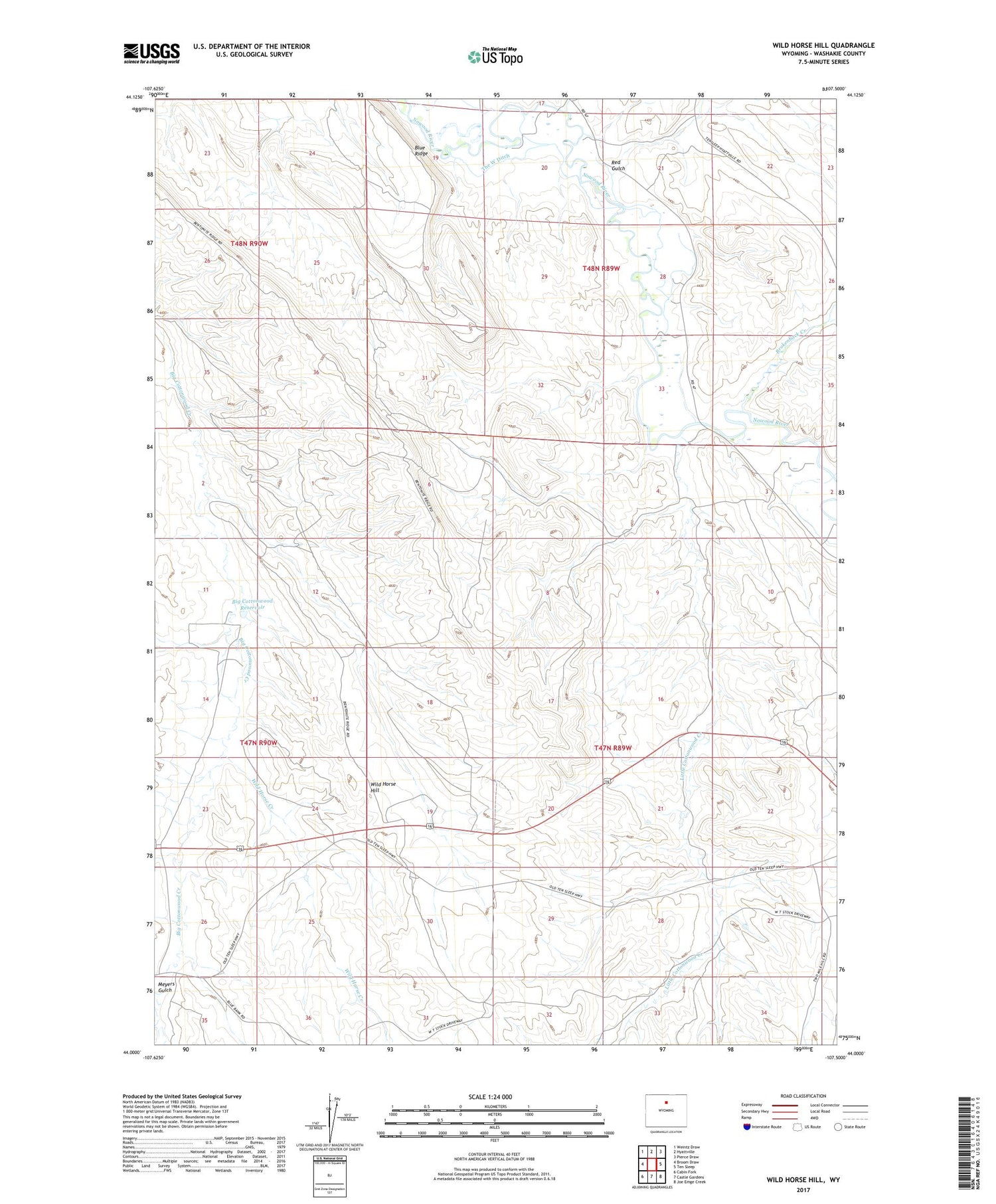 Wild Horse Hill Wyoming US Topo Map Image
