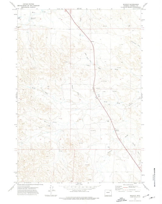 Classic USGS Wildcat Wyoming 7.5'x7.5' Topo Map Image