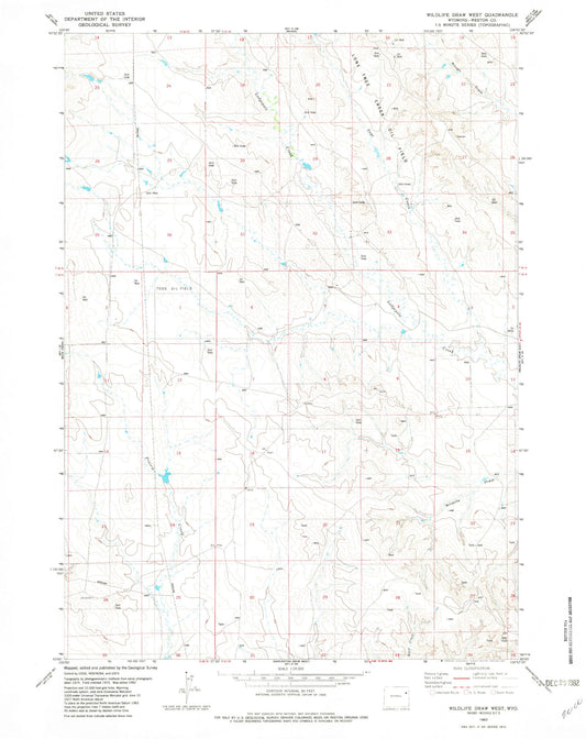 Classic USGS Wildlife Draw West Wyoming 7.5'x7.5' Topo Map Image