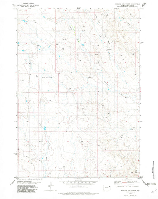 Classic USGS Wildlife Draw West Wyoming 7.5'x7.5' Topo Map Image