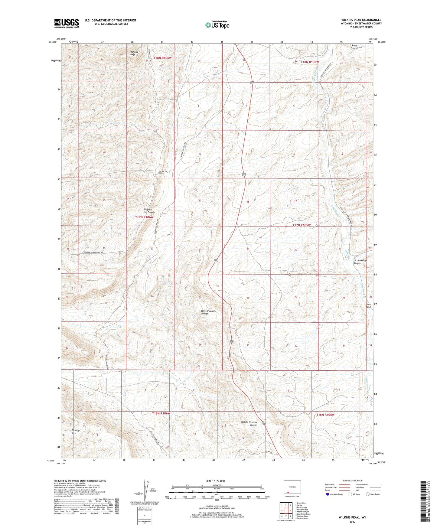 Wilkins Peak Wyoming US Topo Map Image