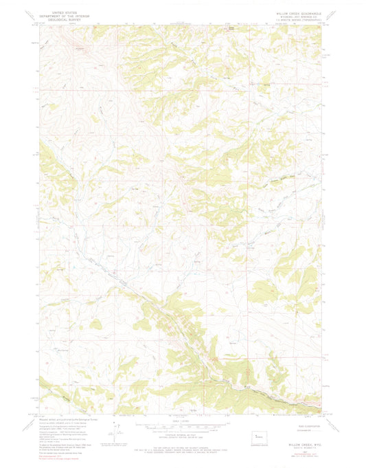 Classic USGS Willow Creek Wyoming 7.5'x7.5' Topo Map Image