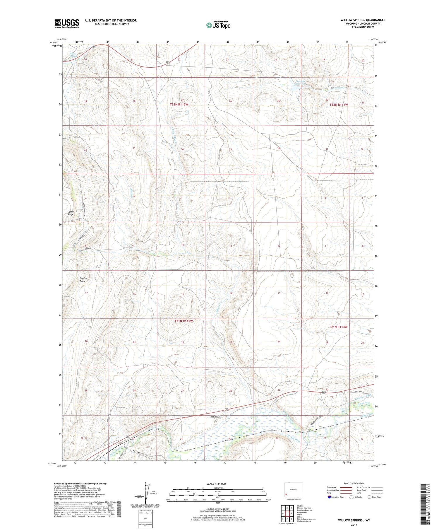 Willow Springs Wyoming US Topo Map Image