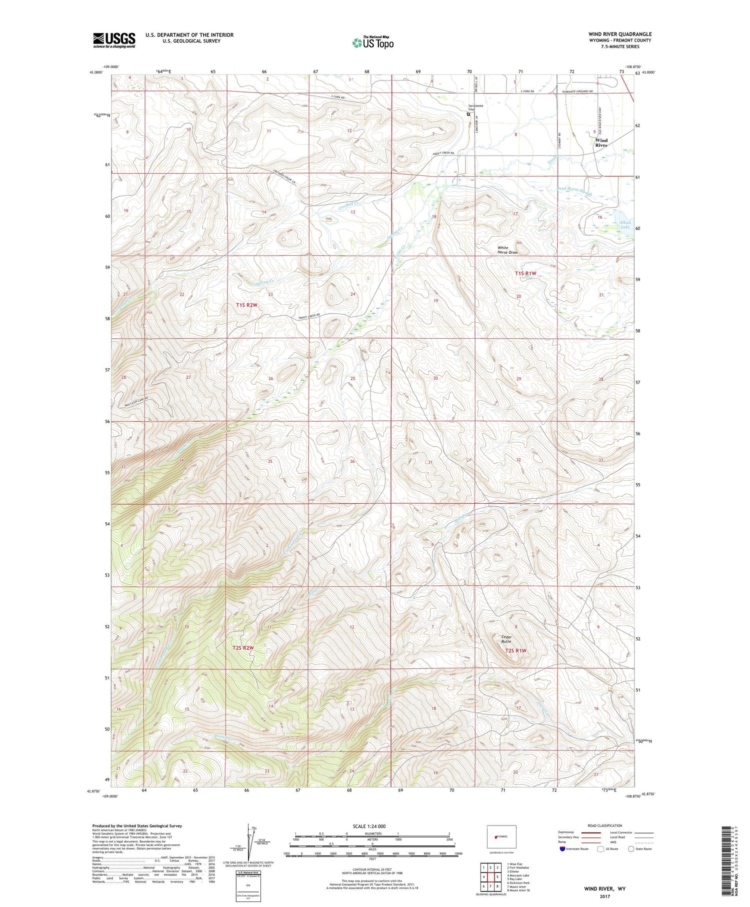 Wind River Wyoming US Topo Map Image