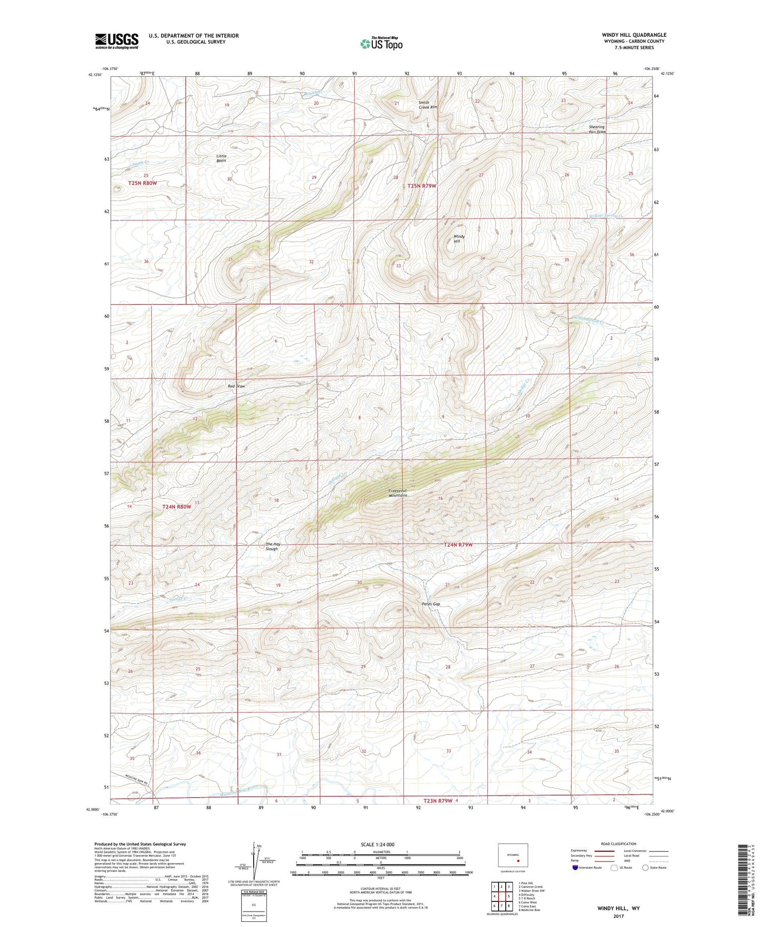 Windy Hill Wyoming US Topo Map Image