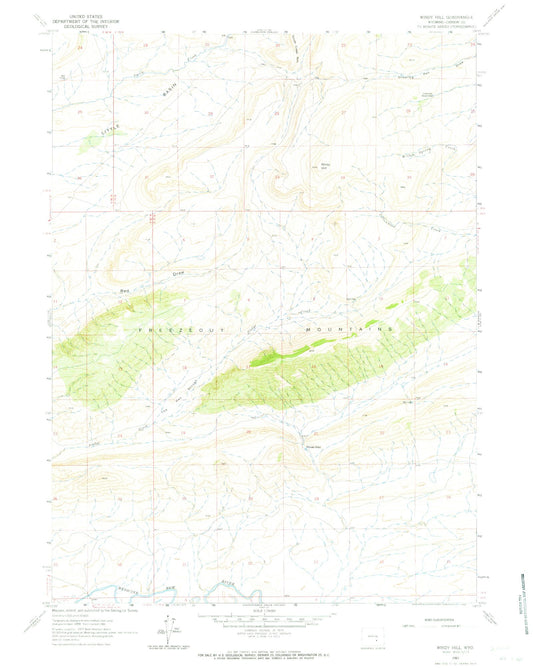 Classic USGS Windy Hill Wyoming 7.5'x7.5' Topo Map Image