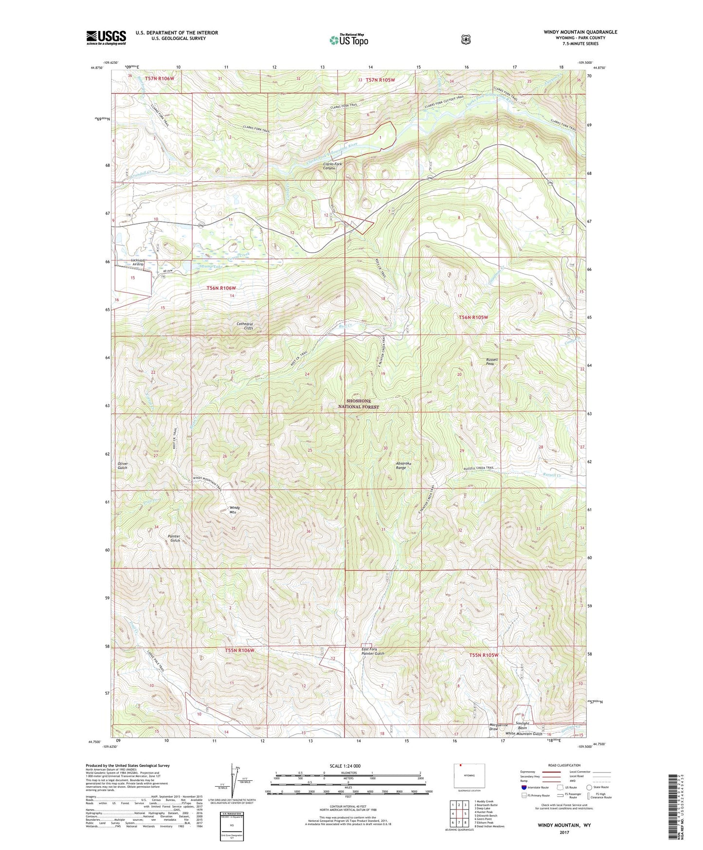 Windy Mountain Wyoming US Topo Map Image