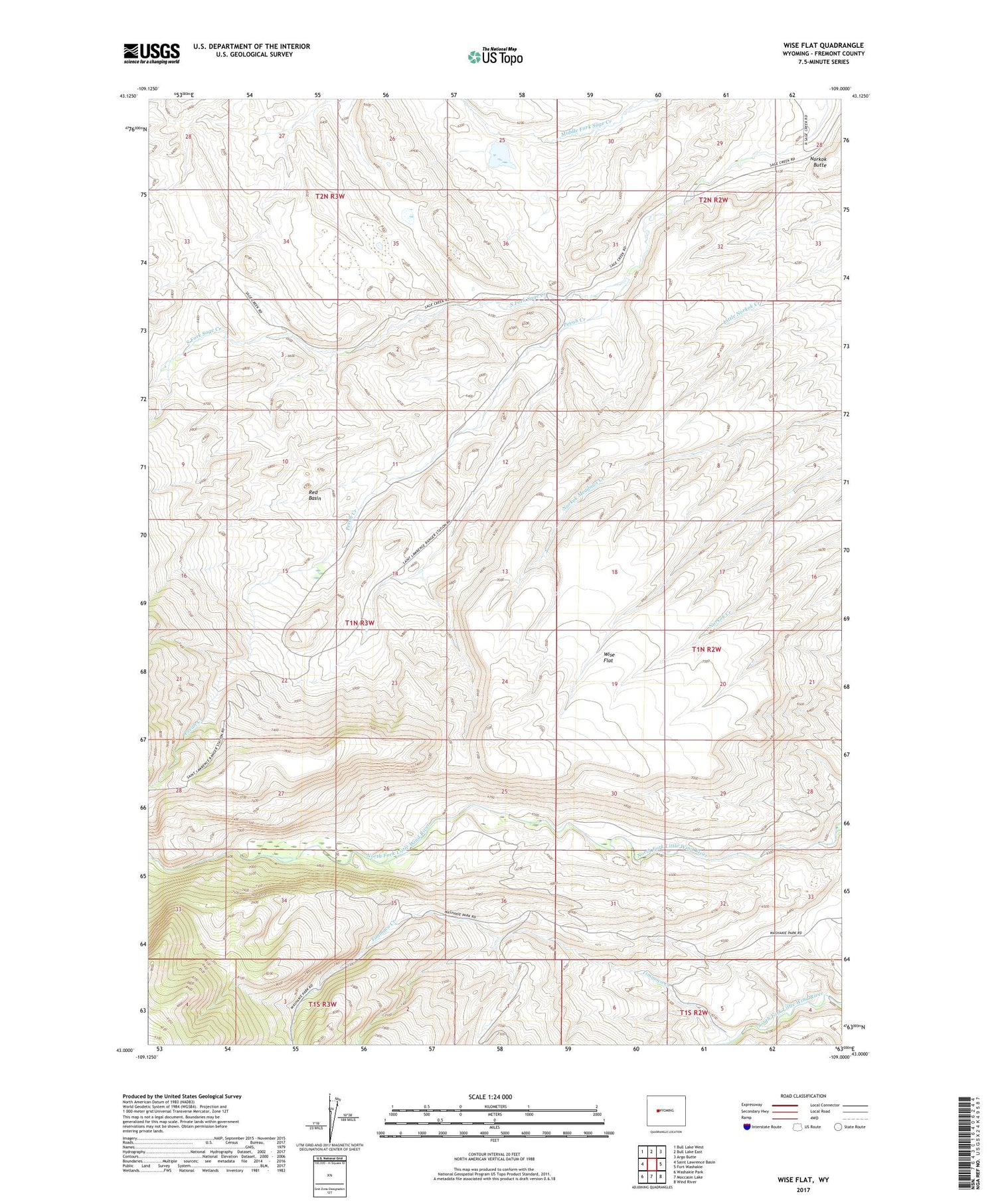 Wise Flat Wyoming US Topo Map Image