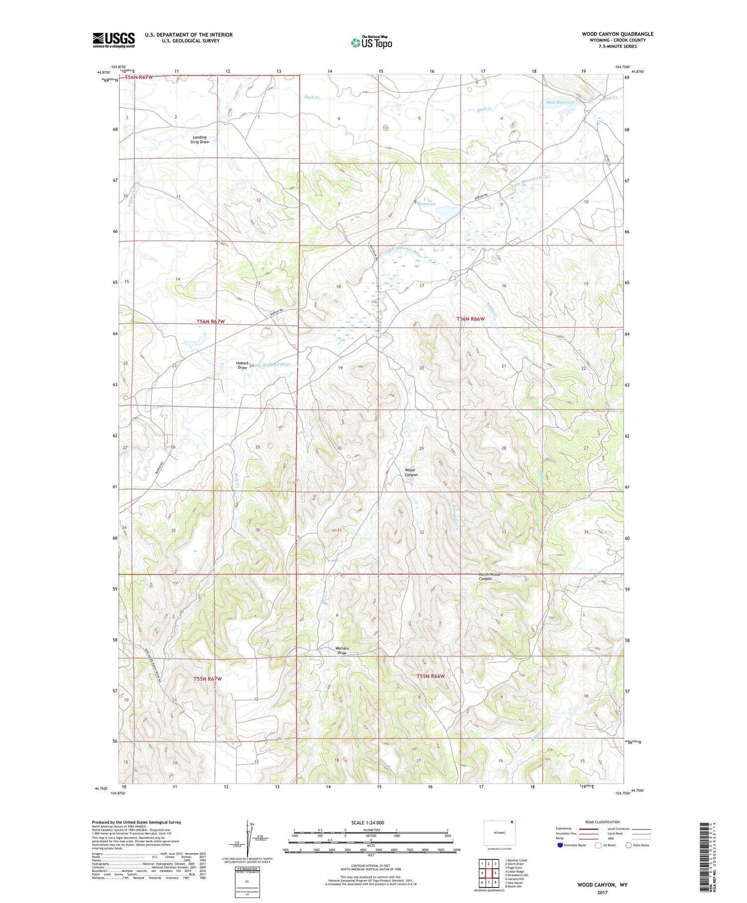 Wood Canyon Wyoming US Topo Map Image